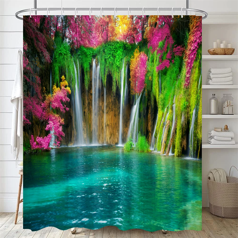 3D Print Forest Landscape Waterproof Fabric Shower Curtain Natural Scenery Bathroom Curtain large 240X180 Decorn Bath Curtains