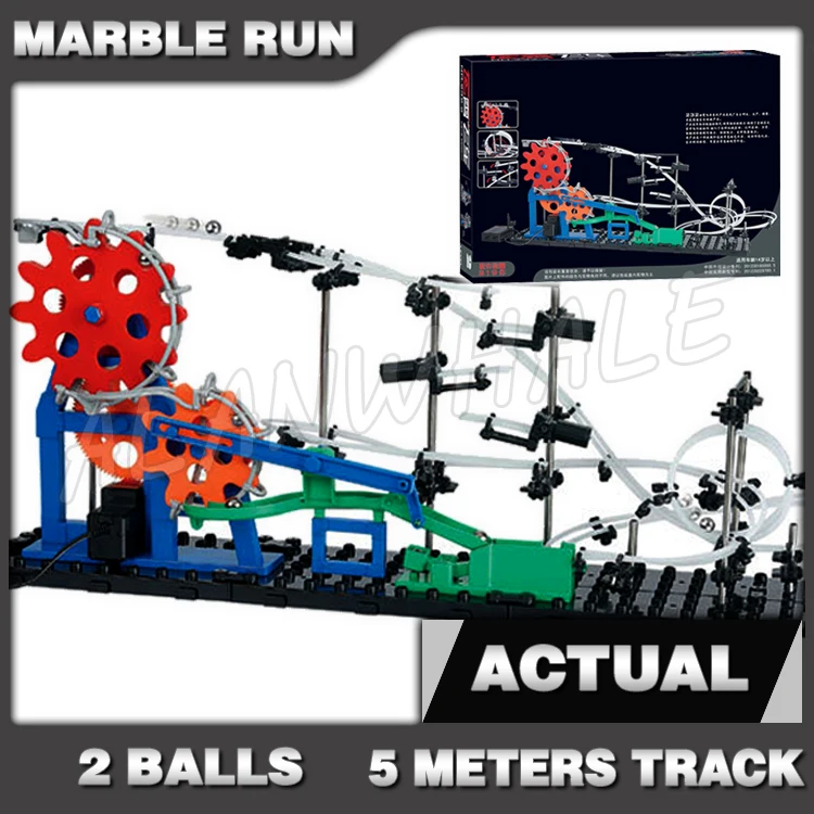 Riel de 560cm, engranaje de carrera de mármol, escaleras, laberinto, montaña rusa, modelo eléctrico, Kits de construcción, juegos de escultura de bola rodante