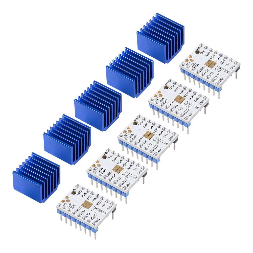 

5 pcs TMC2208 V1.2 Stepper Driver Module with Heat Sink for 3D Printer Controller Mother Boards Ramps1.4 MKS Gen Mega i3 Ender-3