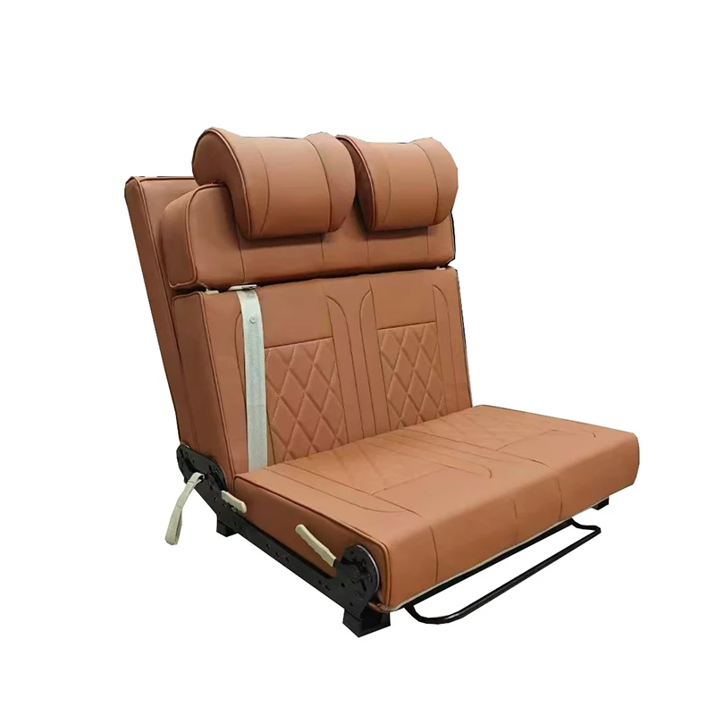 RV Swivel Seat,  Customizable Comfortable Pu Leather 3-Fold Folding  Seats Adjustable Bed Safety Belts Camper s