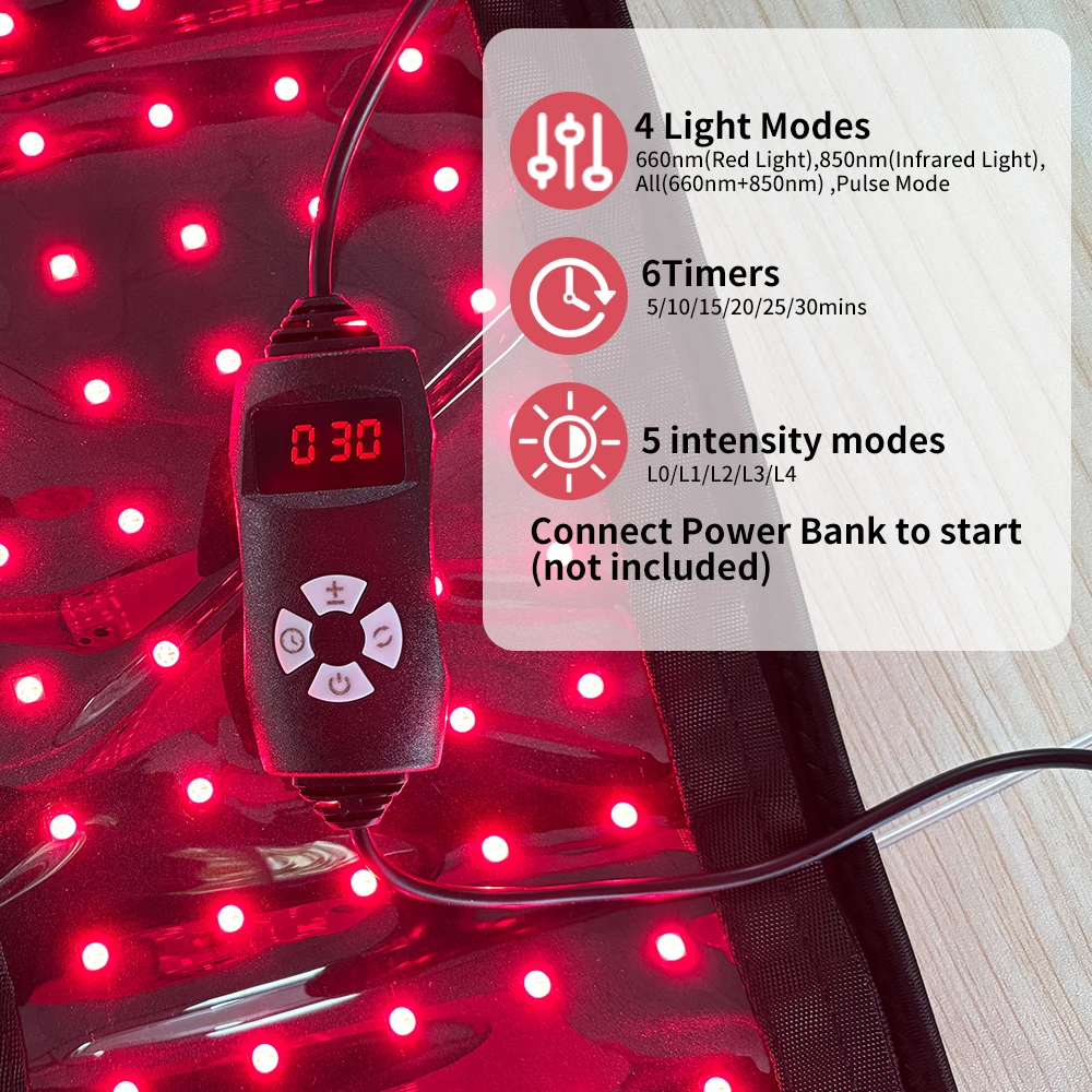 赤色光ベルト 660nm 850nm 近赤外線光療法、体のリラックス、筋肉の炎症、循環の改善に