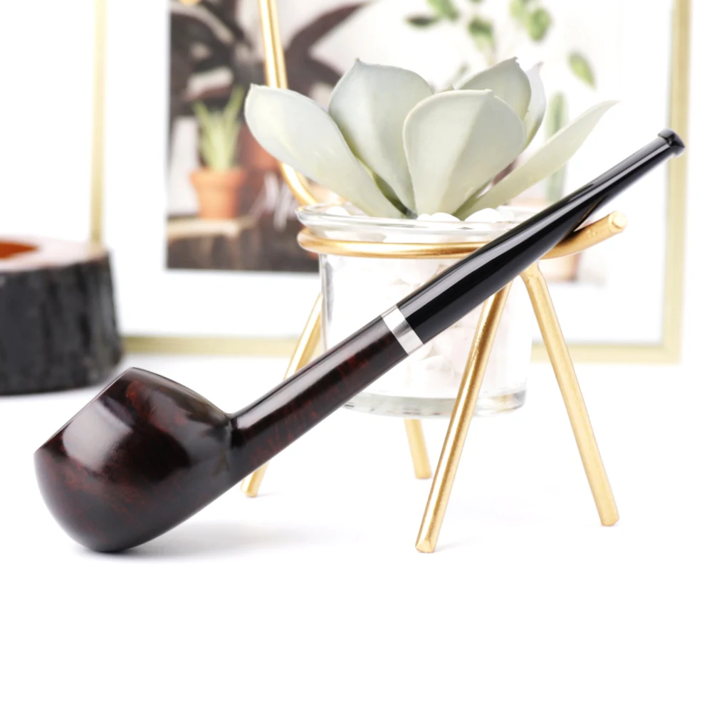 

Handmade briar wood tobacco pipe, classic tomato solid wood pipe, thick bowl wall,3mm pipe channel, long acrylic straight handle