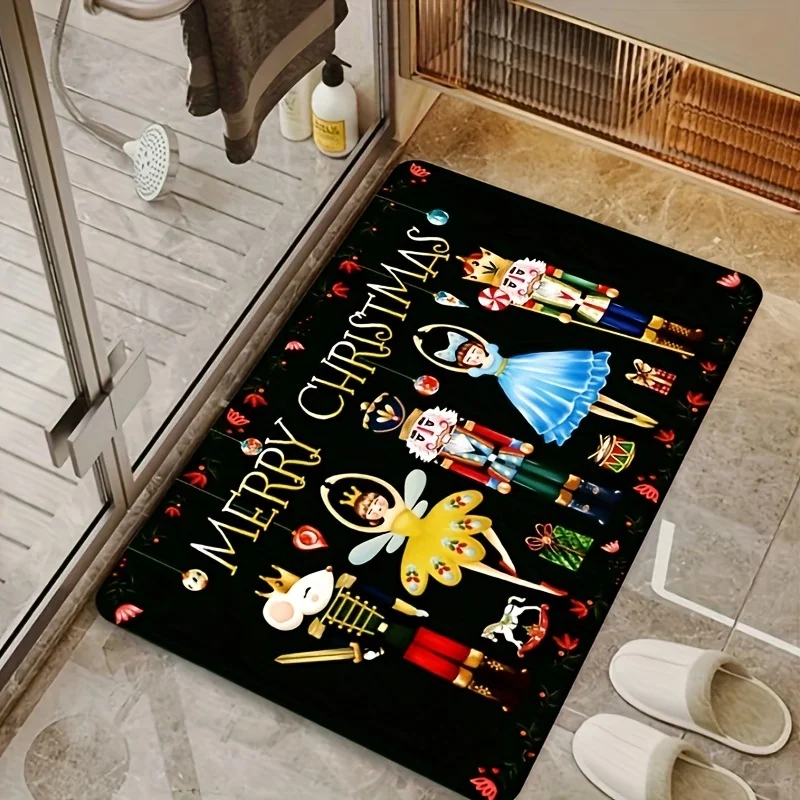 Christmas Nutcracker Soldier Welcome Non Slip Door Mat Floor Mat For Entryway Bathroom Kitchen Living Room