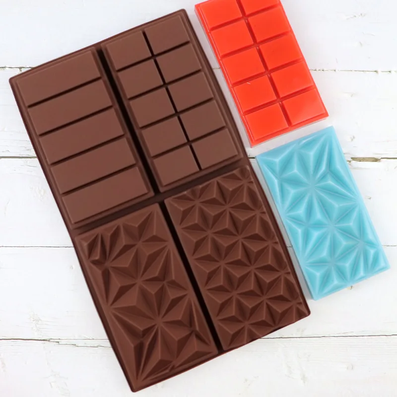 Molde de Silicona ReadStar 4-DB1354 para Hornear, 4 Cavidades con Formas Geométricas para Pastel, Chocolate, Helado, Pan