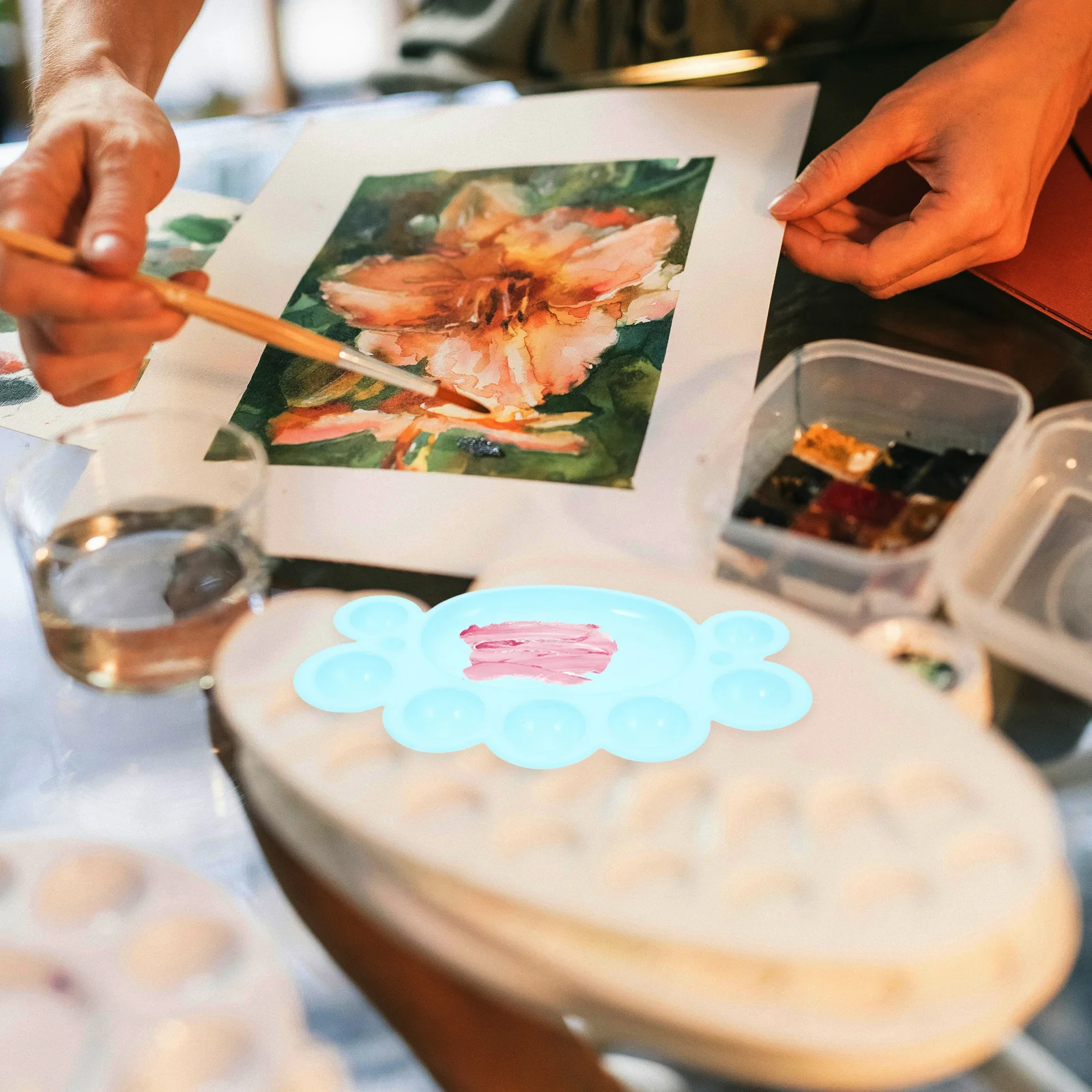 

10Pcs Paint Palette Foot Shaped Plastic Palette Tray for Watercolor Oil Acrylic Color Mixing Reusable Paint Supplies