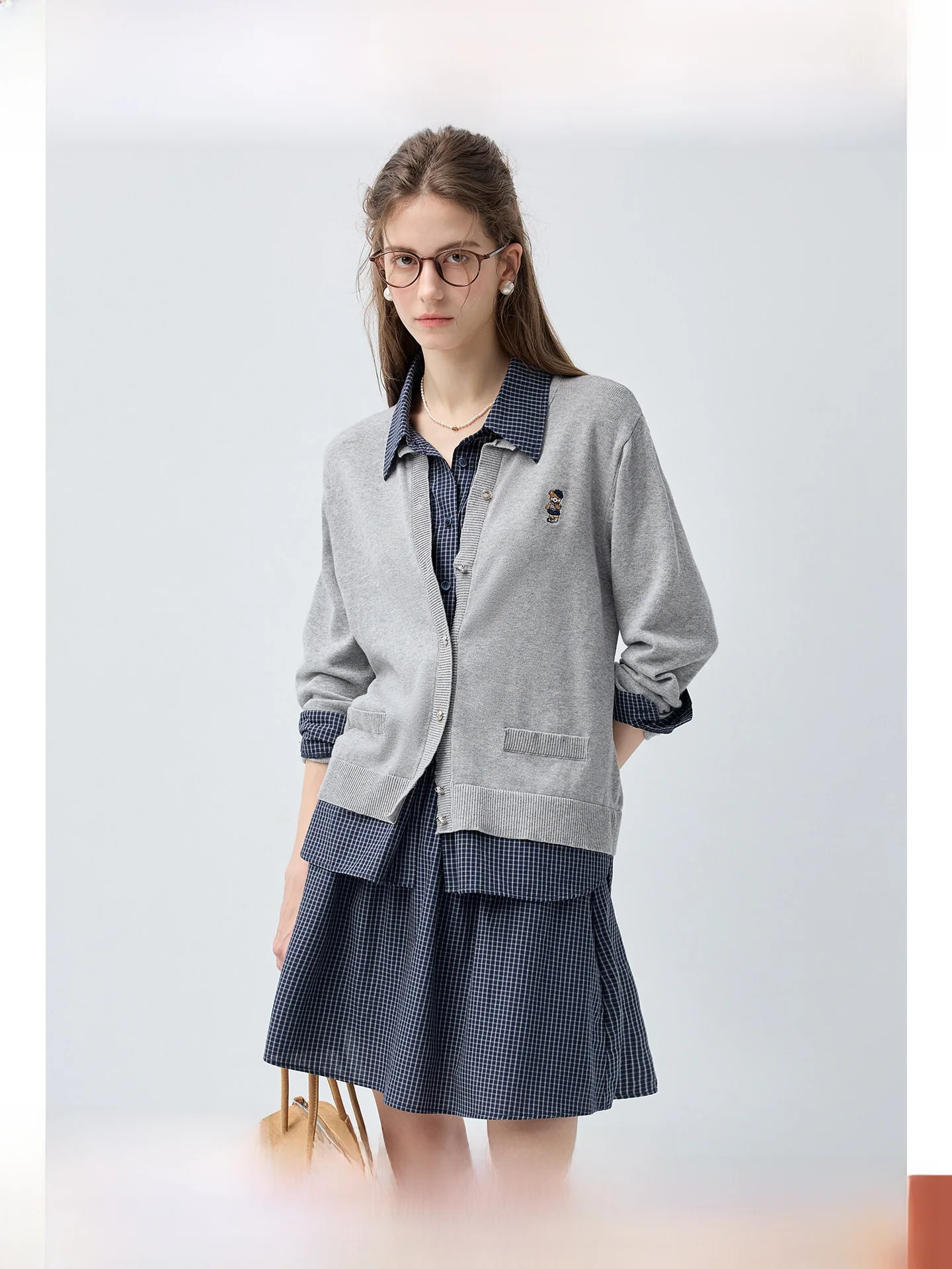 

Rui plus Size College Sle Casual Long Sve Women's Set ort Skirt Versatile Spring Faion for Plump Women