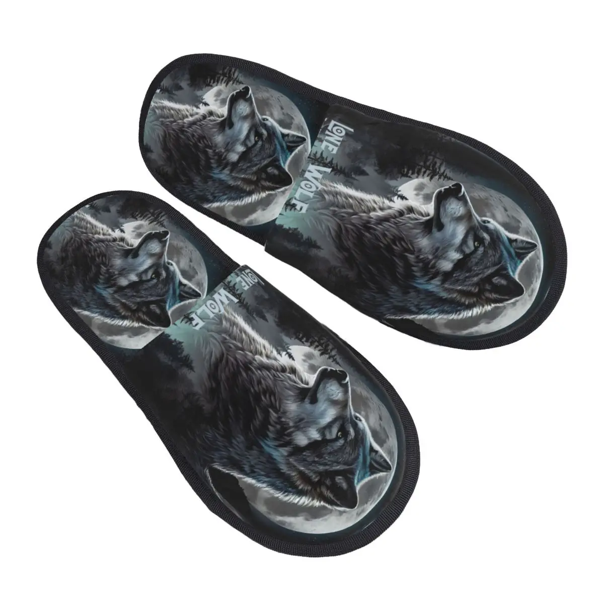 

Custom Print Women Animal Wolf House Slippers Soft Warm Memory Foam Fluffy Slipper Indoor Outdoor Shoes