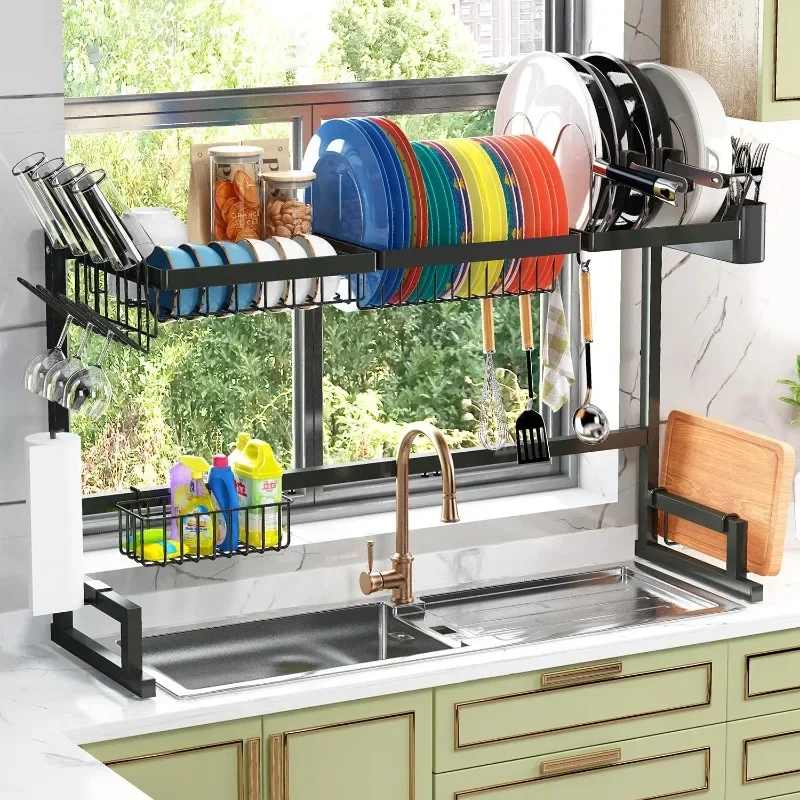 

Dish Drain Rack Above Sink (expandable Size) Snap-on Design for Easy Installation of Large Kitchen Dish Drain Rack