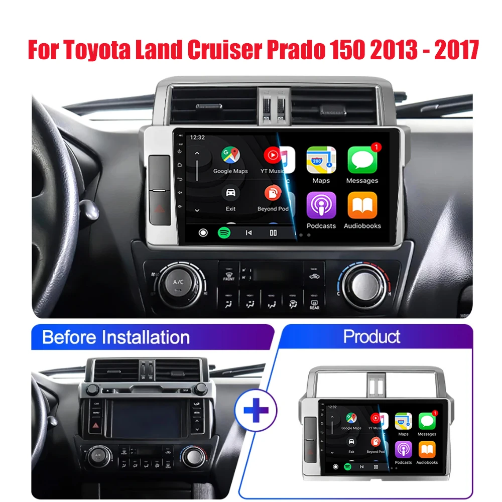 Android 15 Car Multimedia Video Player Radio Stereo For Toyota Land Cruiser Prado 150 2013 2014 2015 - 2017 2din GPS Carplay