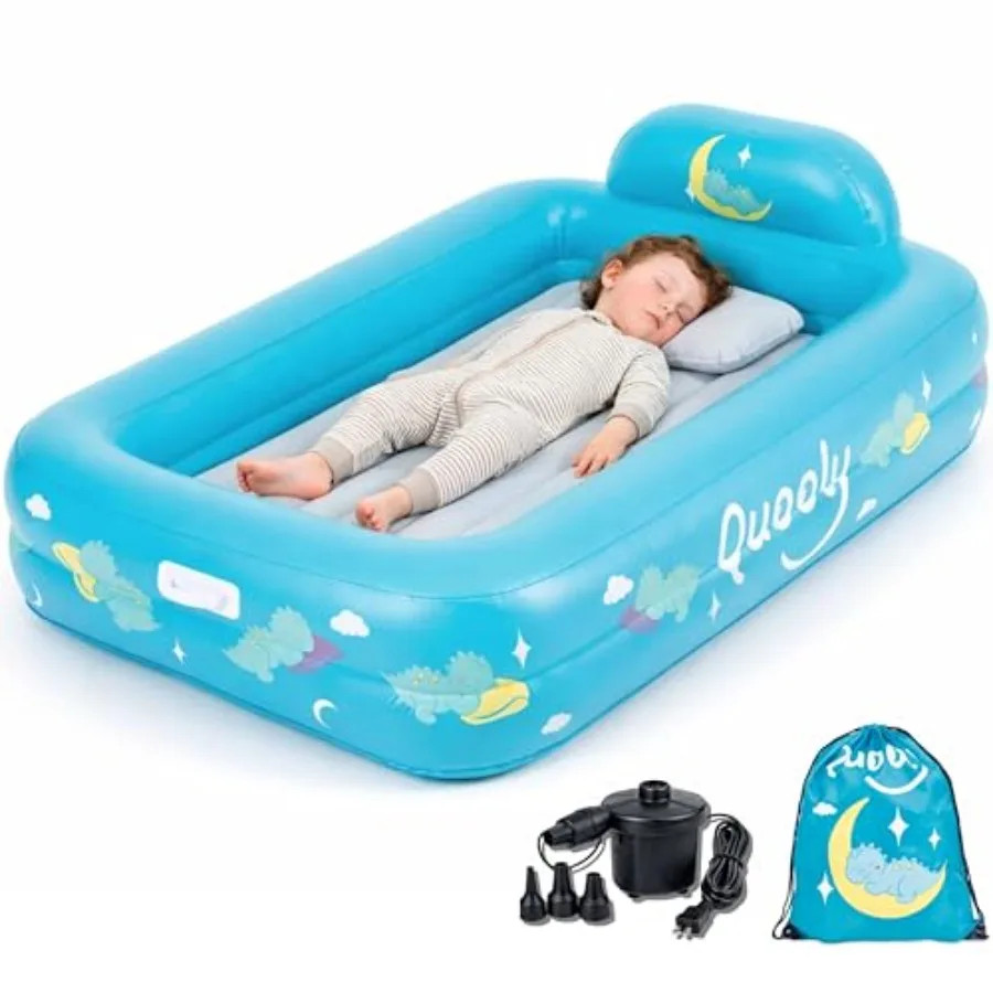 

Inflatable Toddler Travel Bed with Electric Pump Portable Toddler Bed and Toddler Air Mattress for 2-7 Blow Up Bed for Camping