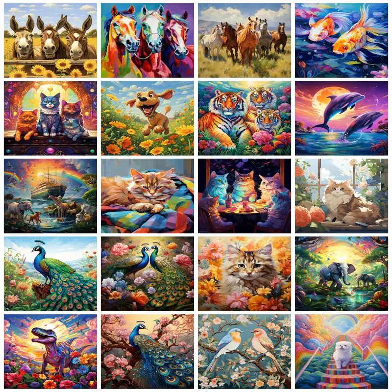 

SDOYUNO painting by number adults animals paint pictures by numbers Handicraft Handiwork Art Painting Decor