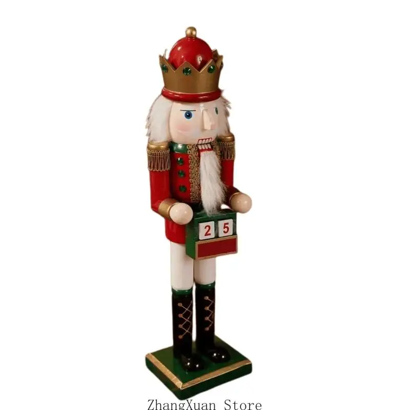Weihnachts-Adventskalender mit Nusssoldaten aus Holz für die Regal-Tischdekoration 3XUF – Detail 8