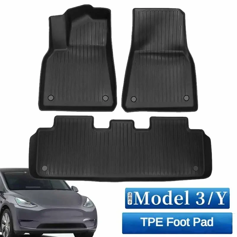 3D Car Floor Mat For Tesla Trunk Mat Model Y Model 3 2021-2023 Auto Luggage Mat TPE Waterproof Anti-Slip Set Floor Liner