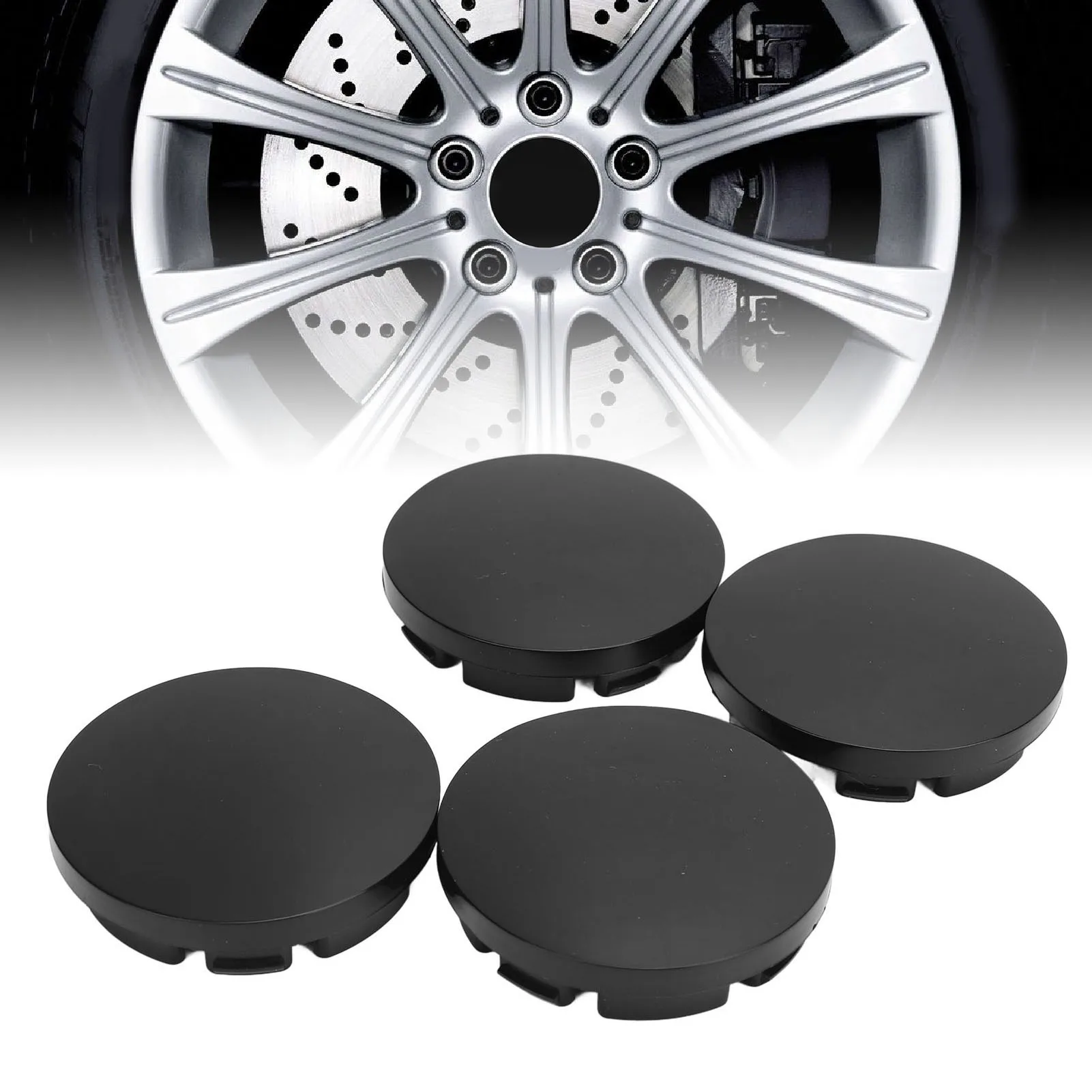 56mm 4개입 자동차 휠 센터 허브 캡 블랙 컴팩트 타이어 림 허브 캡 커버 차량용 범용