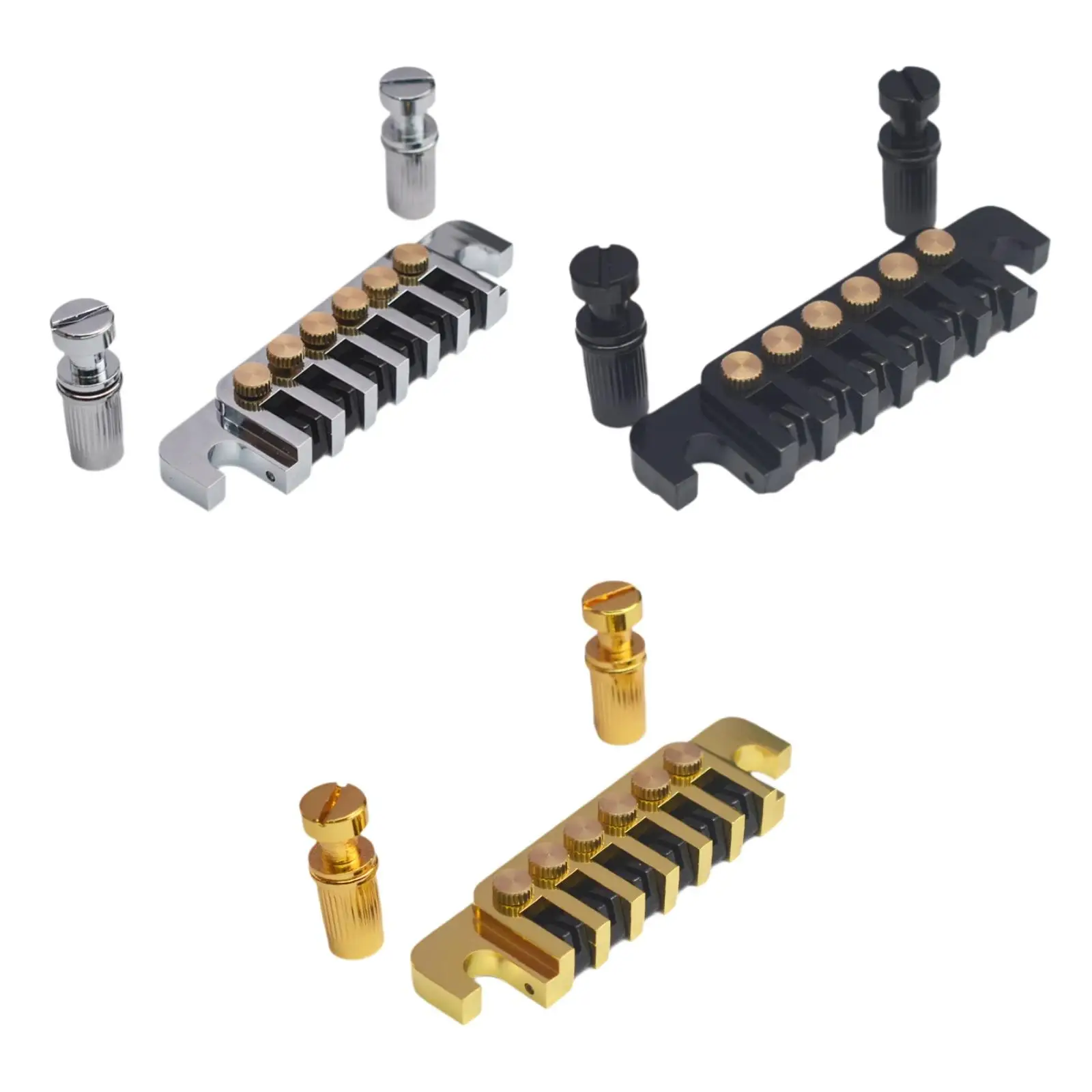 

Saddle Bridge Replacement Parts with 2 Adjustment Screws Accessory Heavy Duty Upgrade Parts for Electric Guitar Bridge Tailpiece