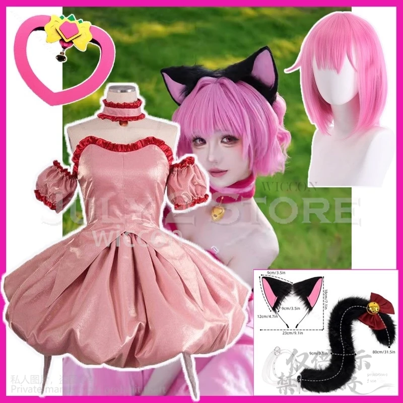 أنيمي طوكيو ميو ميو تأثيري Momomiya Ichigo زي فستان وردي لوليتا الفراولة القط الأذن الذيل الدعائم الباروكات الفتيات مخصصة