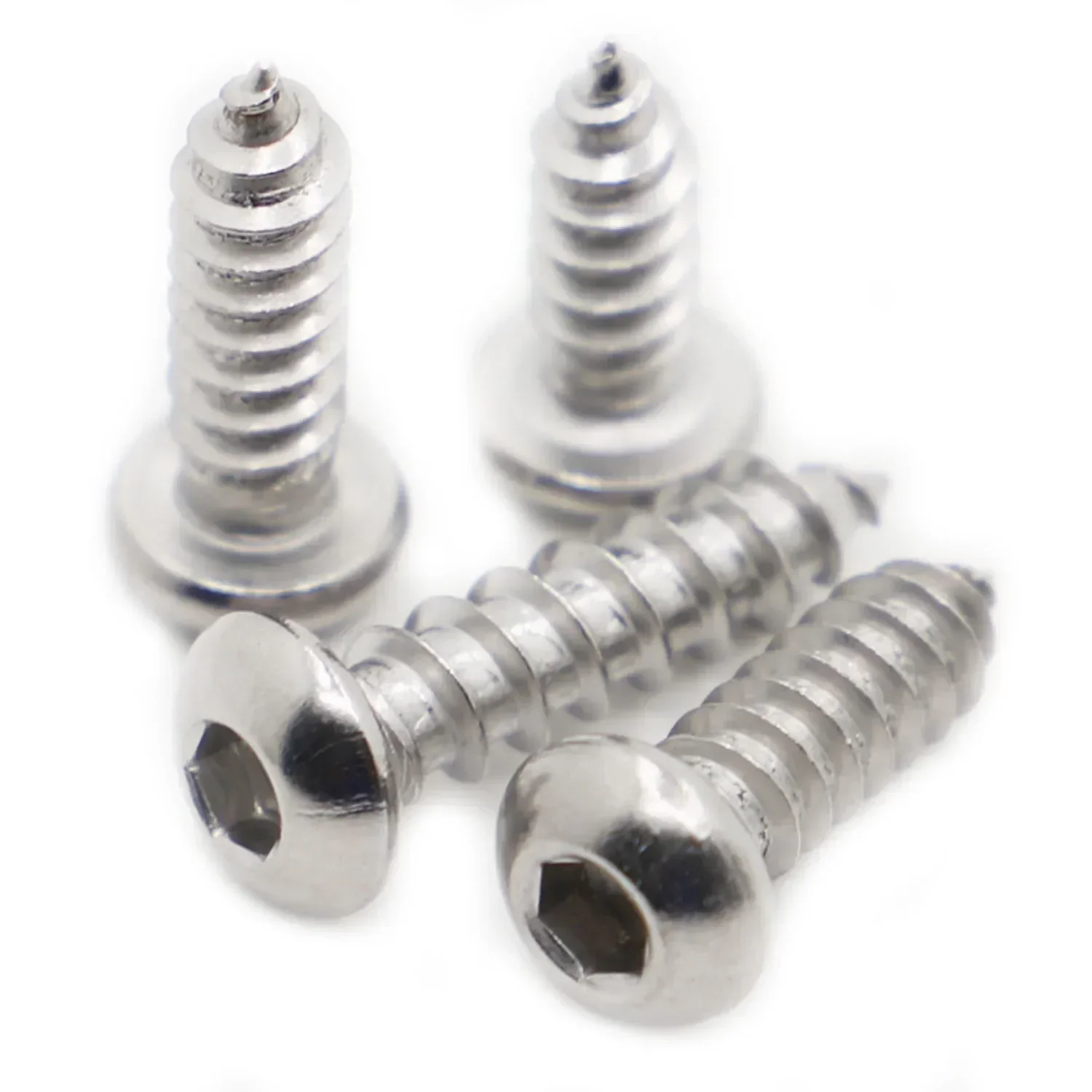 5-50pcs 304 Stainless Steel Round Pan Head Hex Socket Self Tapping Screws Wood Screw M2 M2.5 M3 M4 M5 M6