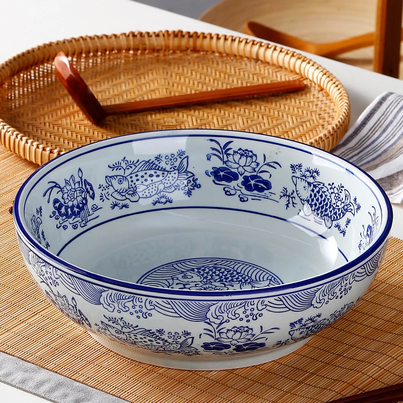 

Большой отель Sle, круглая фарфоровая миска для супа, вареная миска Fi, миска Suan Cai Fi, специальная миска для супа большого размера для домашнего использования