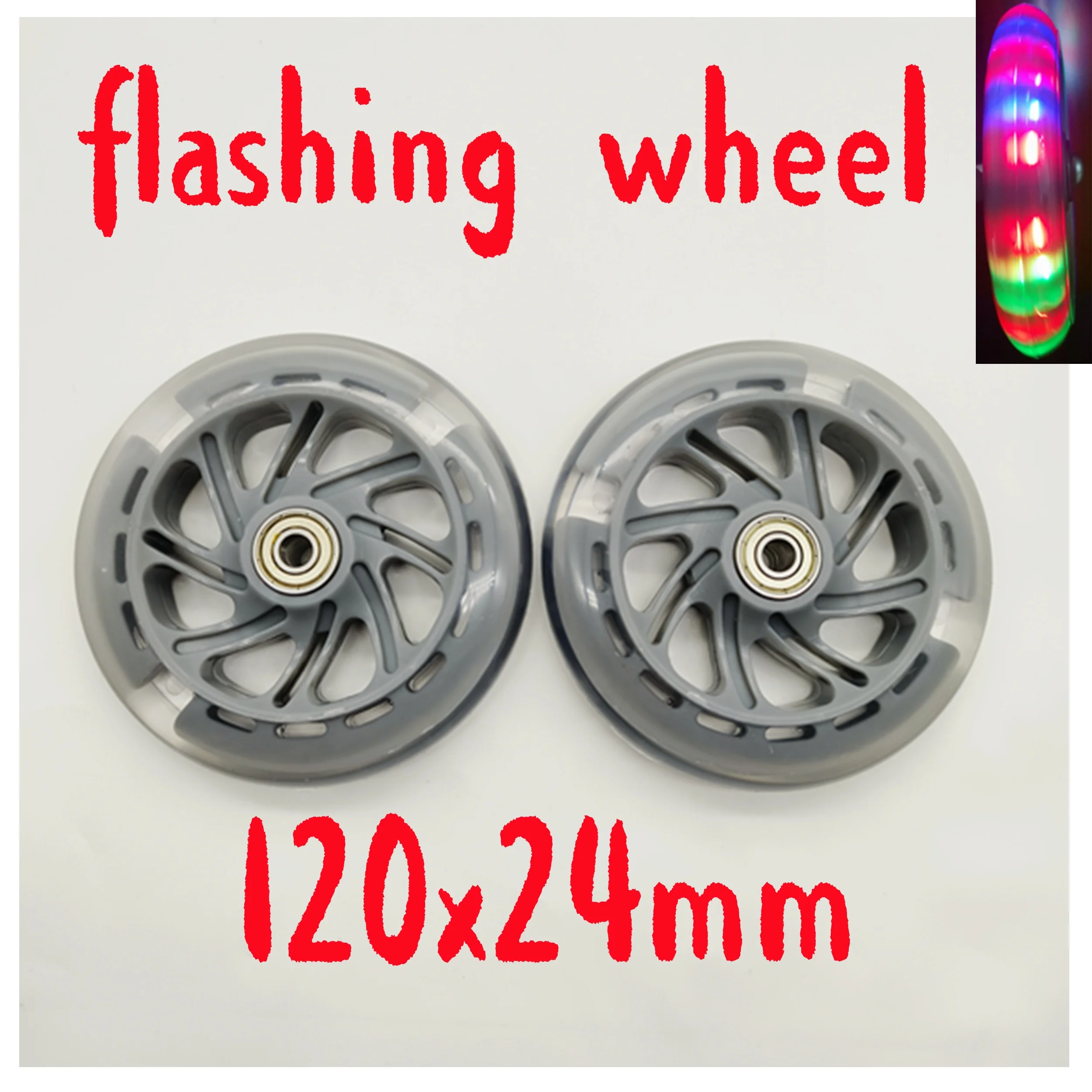 Rueda de iluminación para rueda de patinete intermitente 120x24mm 2 ruedas/lote