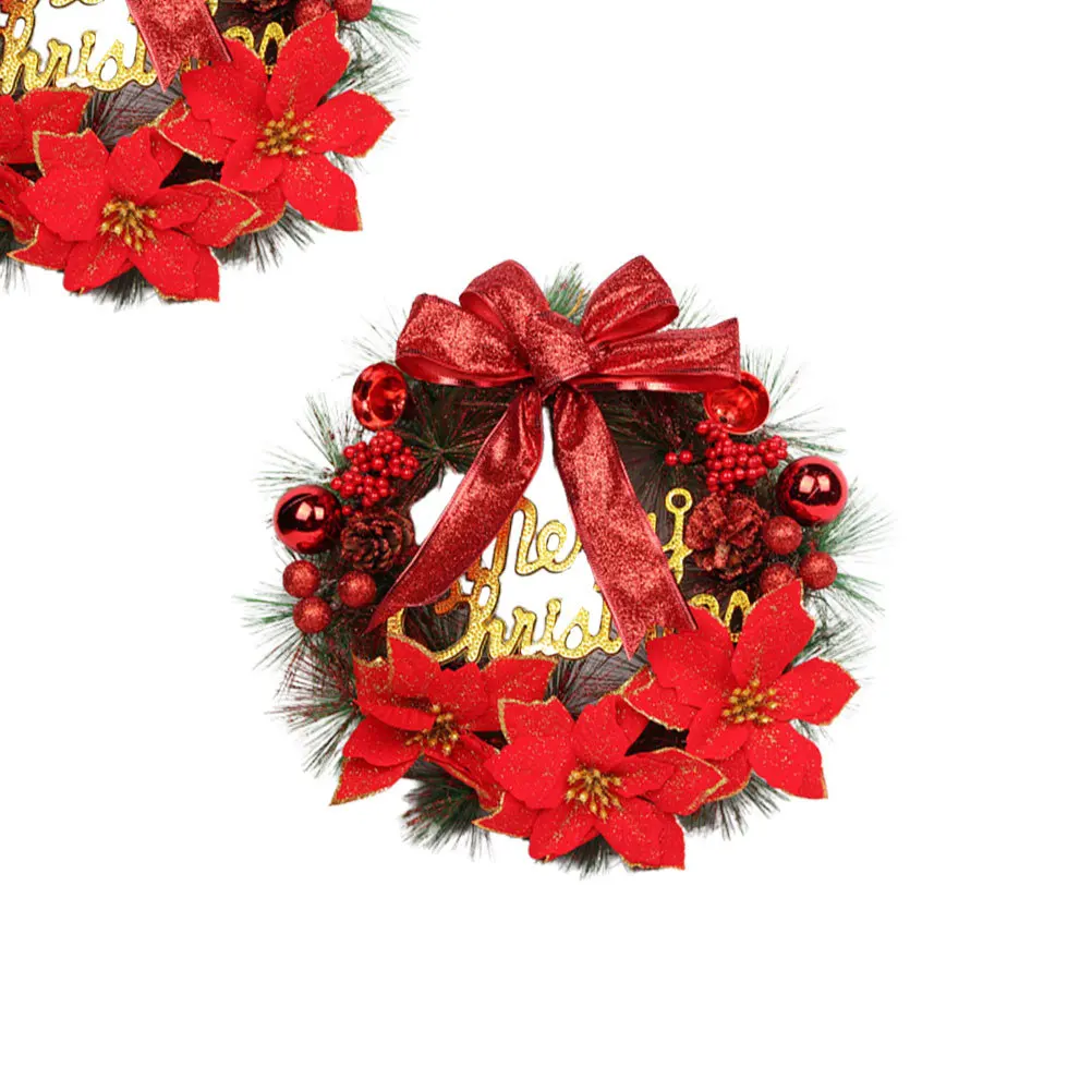 

Christmas Pine Wreath Red Artificial 30cm Hanging Pendant for Wall Door Window Home Party Decoration Christmas Garland