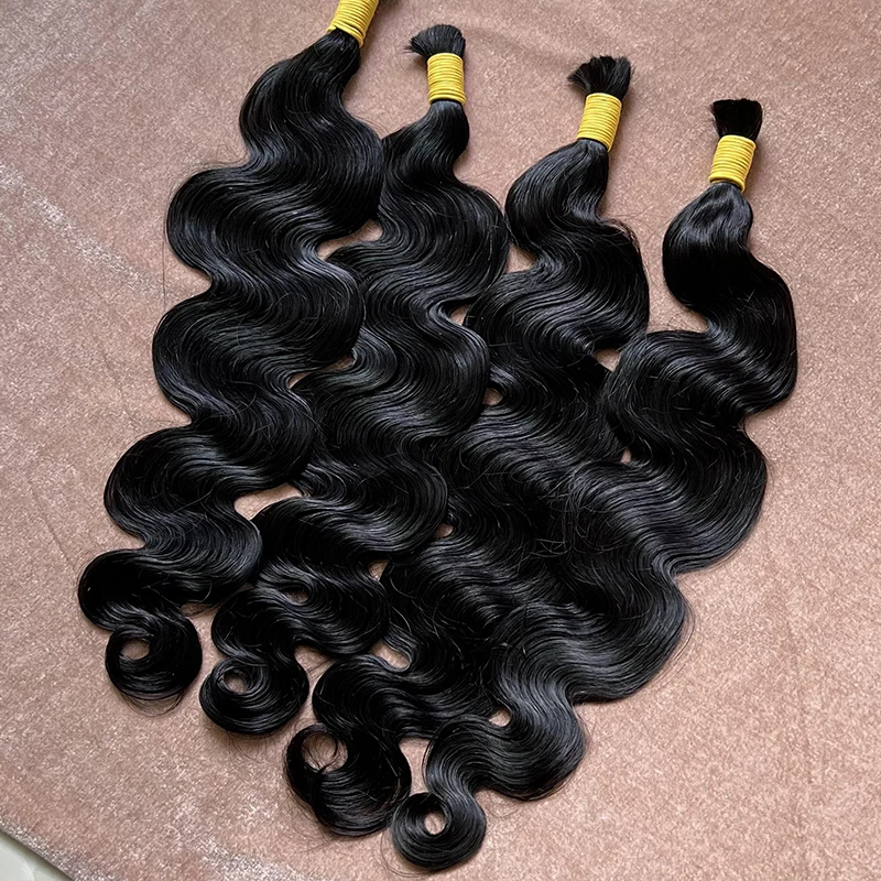 الجسم موجة لا لحمة الضفائر الشعر 100% غير المجهزة الشعر البشري تجديل الشعر لا لحمة 15A مجعد السائبة عذراء الشعر للتضفير # 1ب