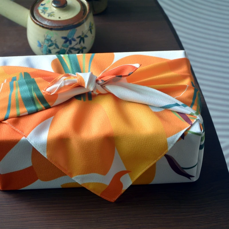 70x70cm Japanese Style Lunch Box Bento Packaging Cloth Furoshiki Handkerchief Festival Gift Teacup Wrapping Towel Many Uses