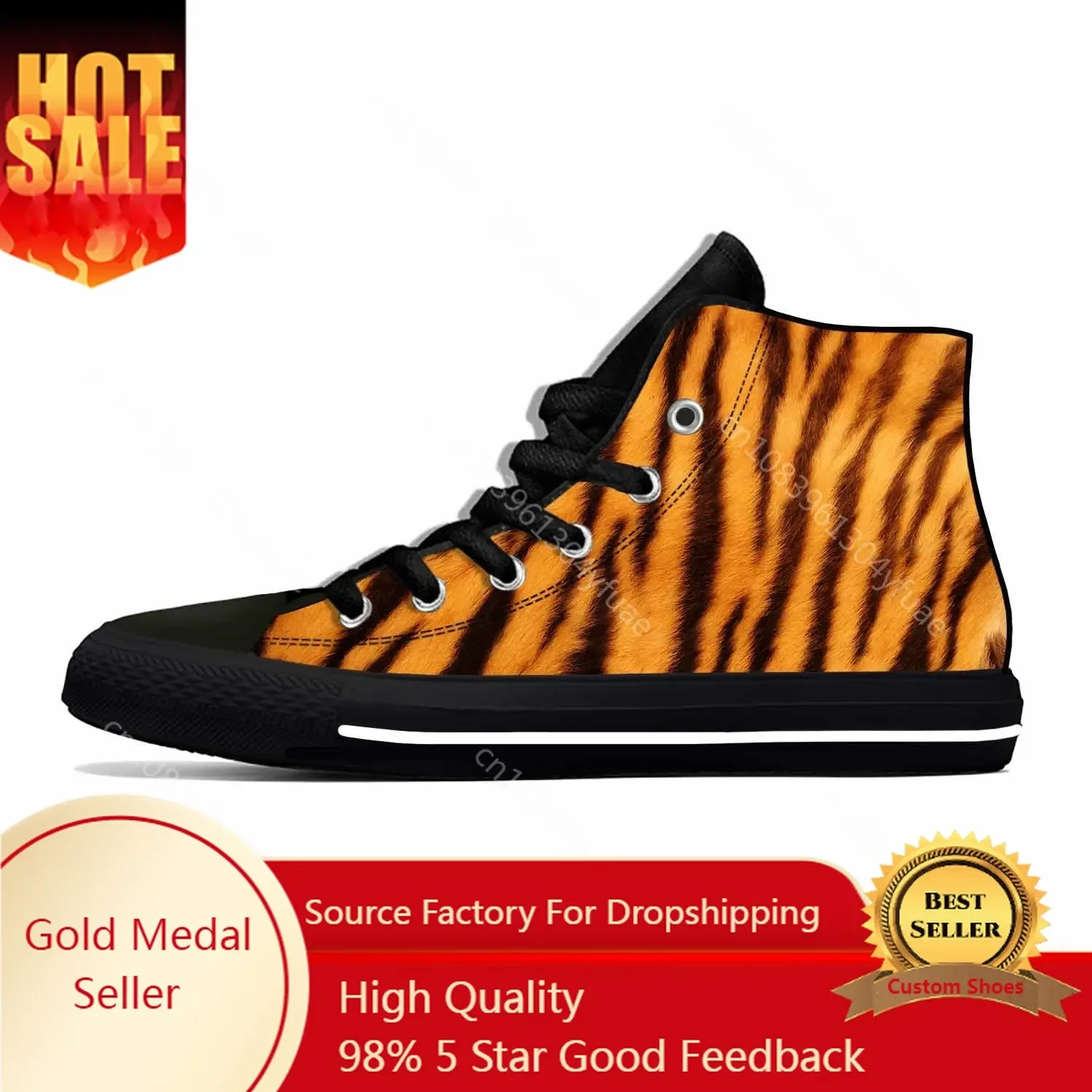 

Animal Tiger Stripe Skin Pattern Fashion Popular Casual Cloth Shoes High Top Comfortable Breathable 3D Print Men Women Sneakers