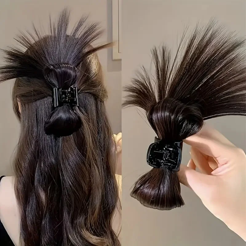 

Synthetic Women Half-tie Hair Claw Lazy Head Clip Wig Catch Clip High Ponytail Hair Accessories Messy Bun