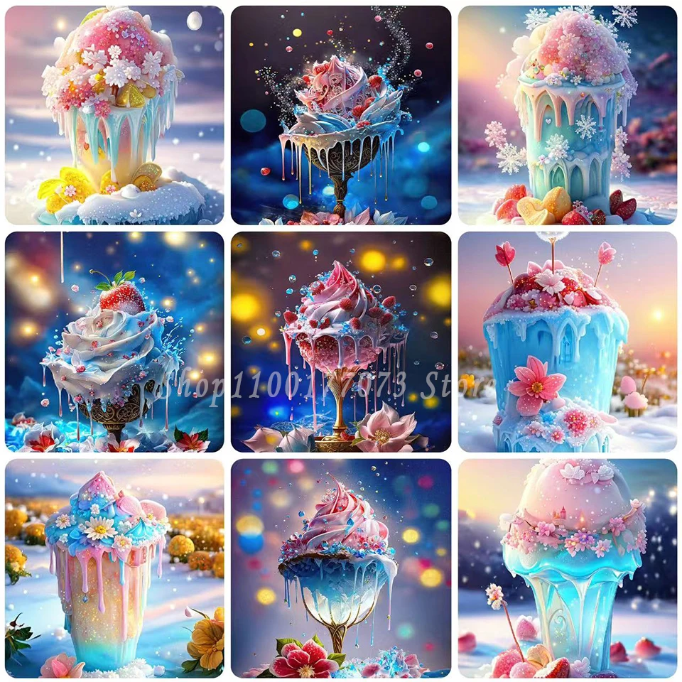 DIY Diamond Painting Fantasy Ice Cream Full Square Round Diamond Embroidery Mosaic Dessert New Arrivals Handmade Rhinestone F45