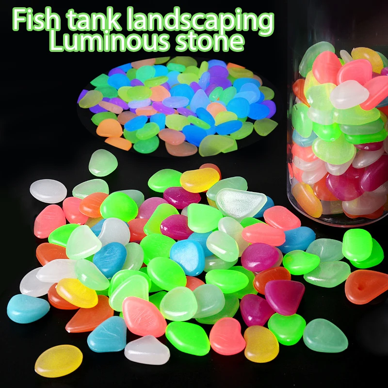 50/100/200Pcs Artificial Noctilucent Stone Pebbles Sidewalk Garden Lawn Luminescence Aquarium Fish Tank Decoration Glow Stone