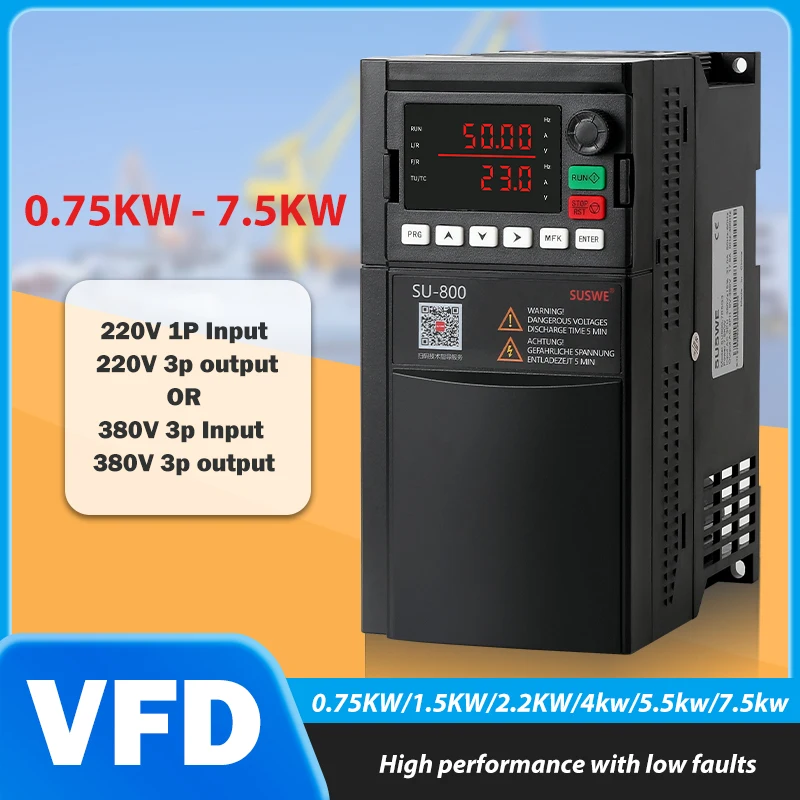 

SU800/SU900 VFD 0.75KW 1.5KW 2.2KW 7.5KW 15KW single-phase input three-phase output 220V 380V Variable Frequency Drive Converter