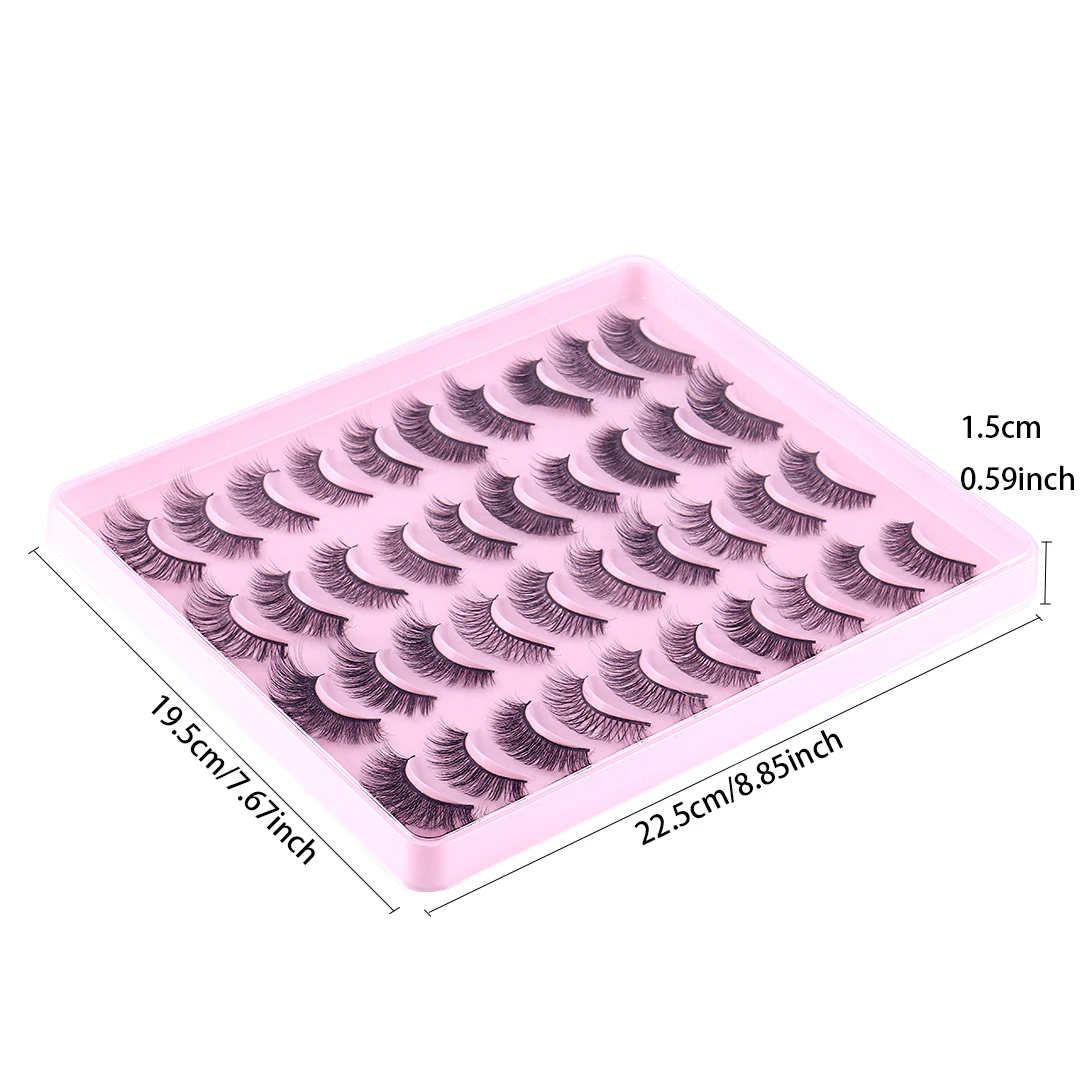 20 คู่ D Curl รัสเซีย Strip Lashes Fluffy Volume ขนตาปลอม Dramatic Messy Fake Lashes