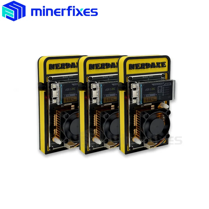 I dispositivi minerari della lotteria NerdAxe Ultra 500GH/S Solo Bitcoin effettuano con il kit completo di display Nerdminer con chip Asic BM1366 con alimentatore