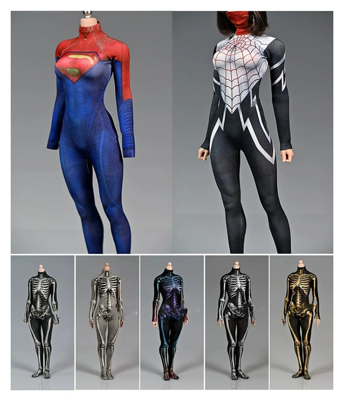 

1/6 Scale 3D Anime Printed Female Hero Battle Clothes Suit Stretch Bodysuit Tights Jumpsuit for 12"PH Action Figure Body Model