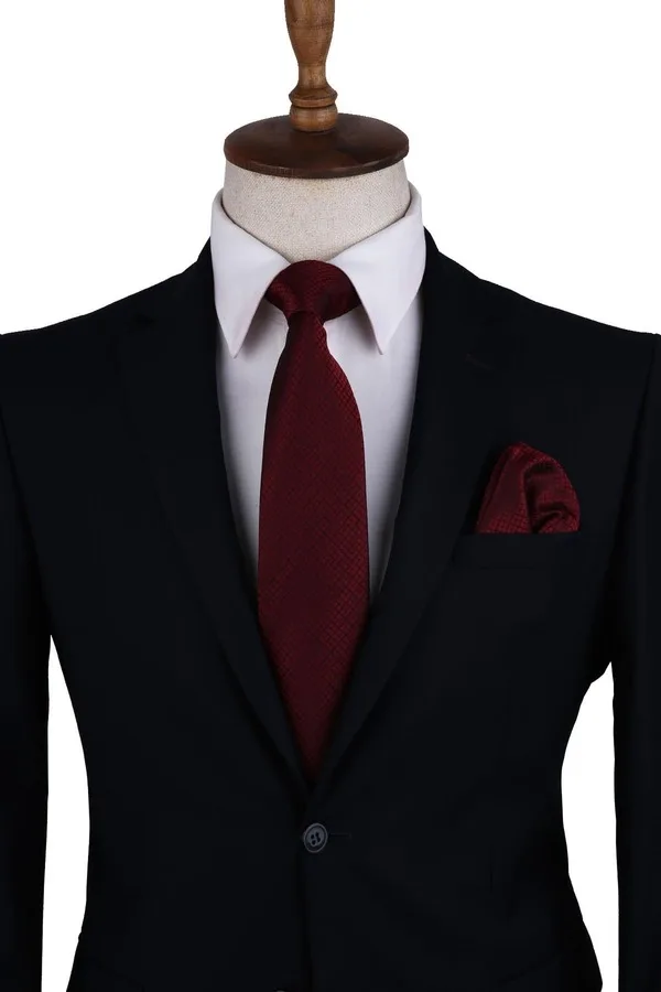 Burgundy Self-Pattern Mendilli Classic Tie KK10460