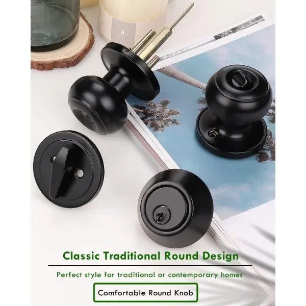 home improvement direct 6 Pack Keyed Alike Entry Door Knobs and Single Cylinder Deadbolt Lock Combo Set Security