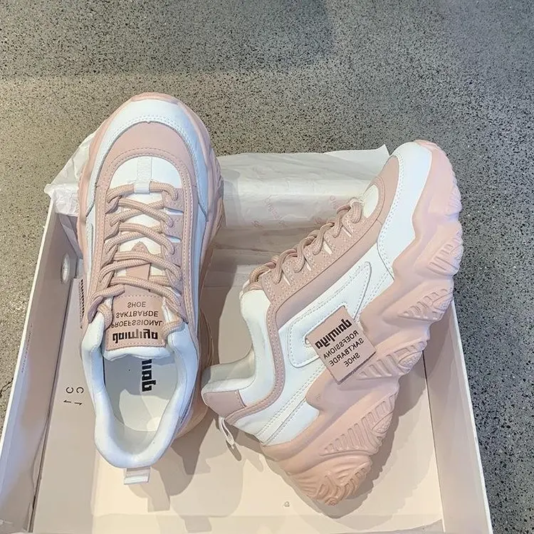 Women Shoes Casual Platform Sneakers Spring Autumn Comfortable Soft Bottom Lace Up Female Color Blocking Sport Tennis Shoes