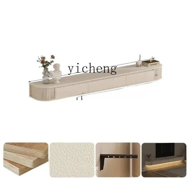 B6-G  Cream Wind Hanging Cabinet Wall Cabinet Living Room Household Hanging TV Cabinet Shielding Socket
