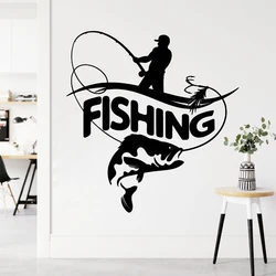 Sea Fishing Decorative Vinyl Wall Sticker Fisherman Fishing Rod Big Fish Sticker Indoor Waterproof Car Sticker Dress Up Decal 4
