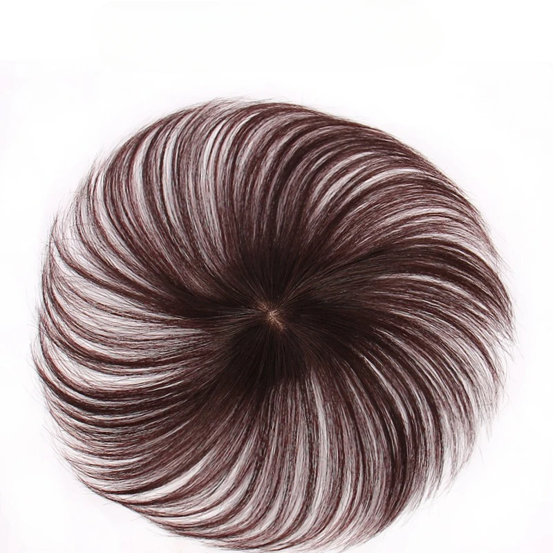 女性のためのフリンジ付き人間の髪の毛のトッパー,滑らかなヘアピース,ボリュームカバー,5x5cm, 6x6cm, 9x9cm