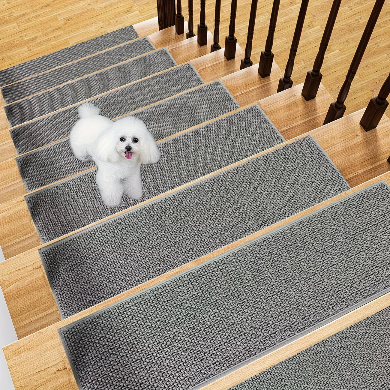 1PC 20x76cm Imitation Linen Stair Treads Non-Slip Washable Floor Mat Water Absorption Noiseproof Stair Carpet Household Use