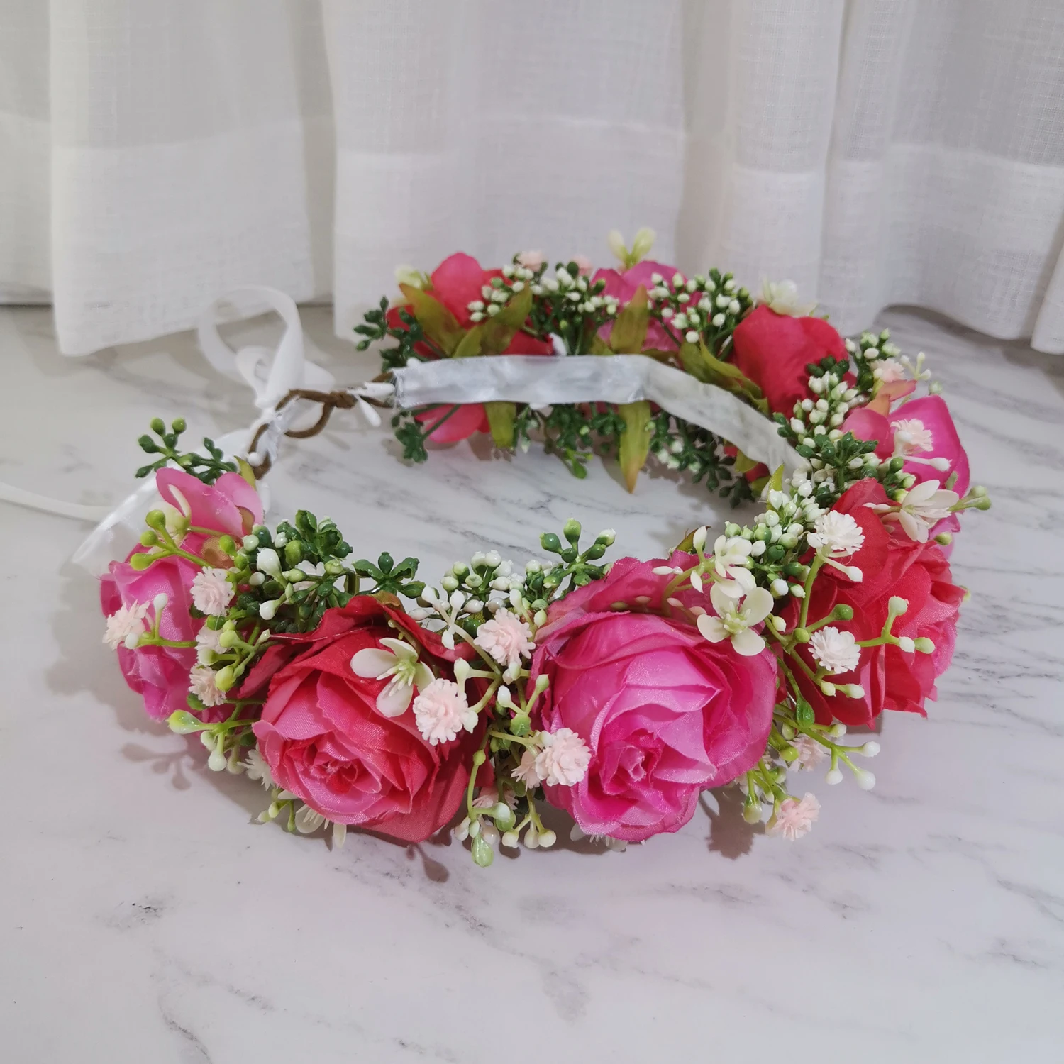 Big Rose Flower Crown Headbands Women Hair Accessories Wedding Head Wear Crown Headband Hat Decoration Girls Floral Garlands