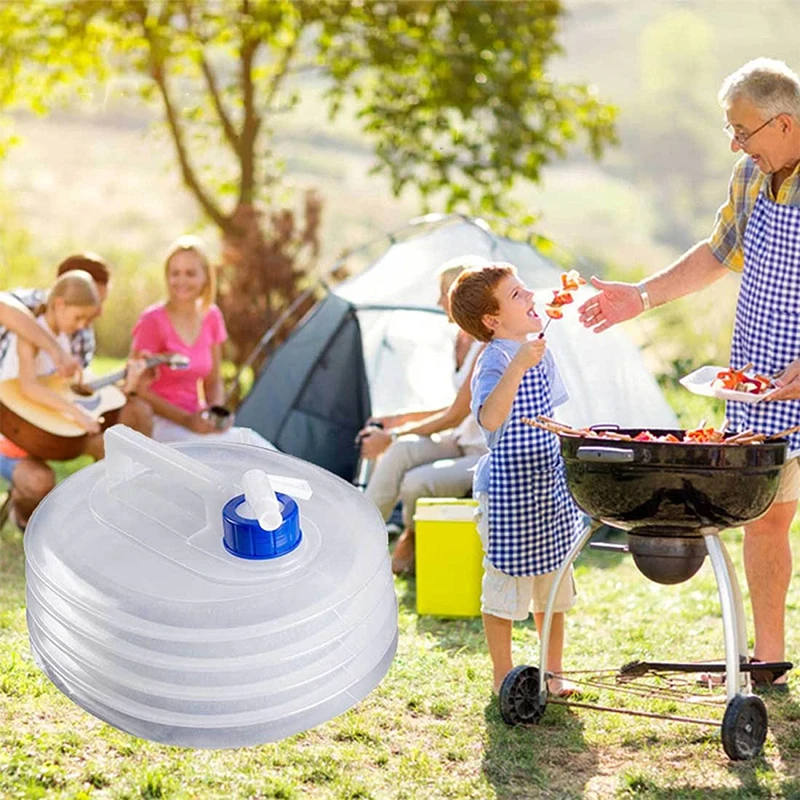 

Portable PE Folding Water Bag Shrink Bucket Transparent Travel Simple With Faucet Folding Bucket Outdoor Picnic 5L 10L 15L