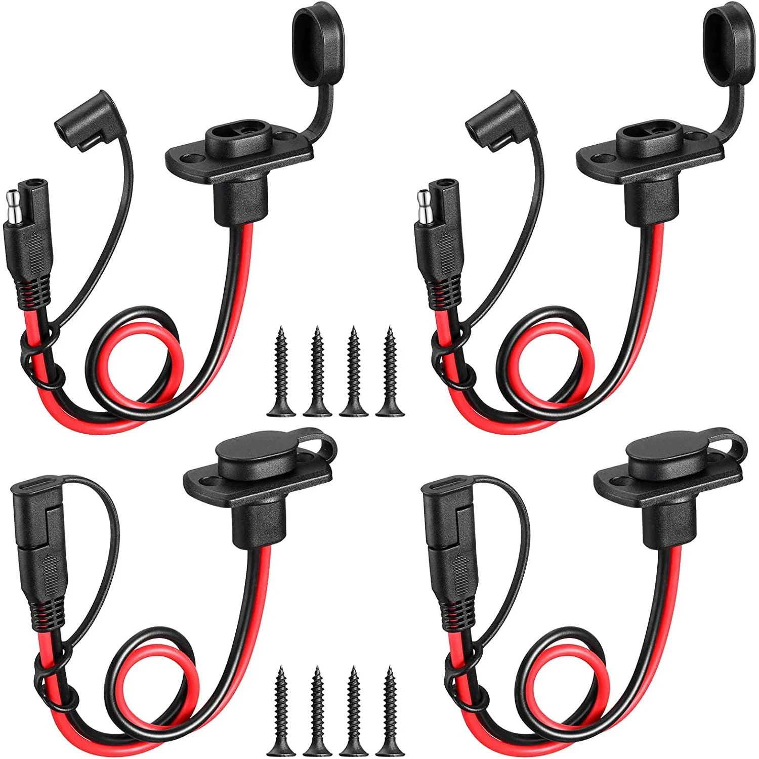 4 Pcs 12AWG 30CM SAE To SAE Extension Cord SAE Power Socket Sidewall Port Battery Connector Power Parts