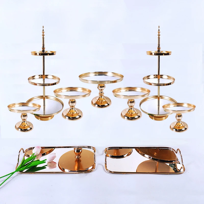 

6-9pcs gold cupcake wedding cake stand barware decorating cooking cake tools bakeware set party dinnerware