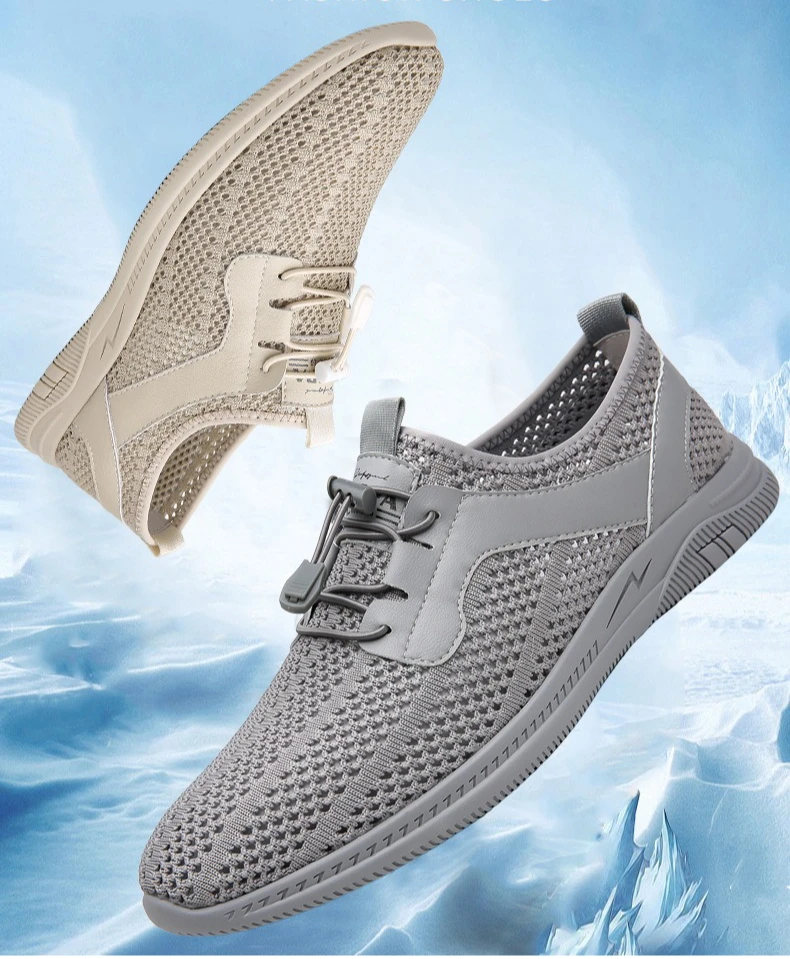 

Мужская сетчатая обувь, дышащая повседневная обувь со стременами, летняя модная сетчатая обувь с защитой от запаха и мягкой подошвой