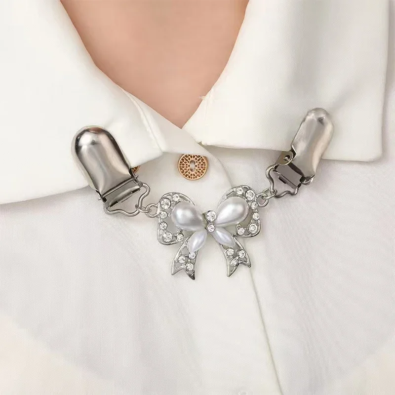 

1/3 шт. металлические подвязки с бриллиантами, застежки в виде утиного рта, зажимы для свитера, шали, броши с бантом-бабочкой, зажим для воротника