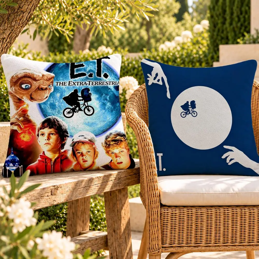 Movie Sci-Fi E.T. Extraterrestrial Cushion Cover Soft Plush Throw Pillow Cover Washable Sofa Bed Patio Chair Home Decor