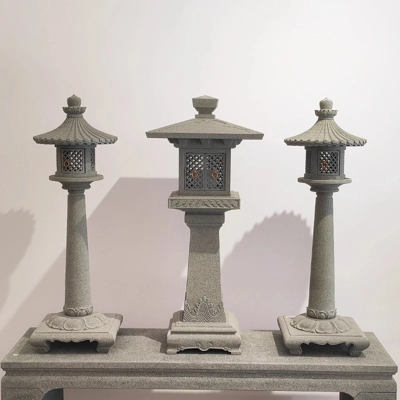 Stone carving boutique palace lantern courtyard entrance decoration ornament handmade stone tower