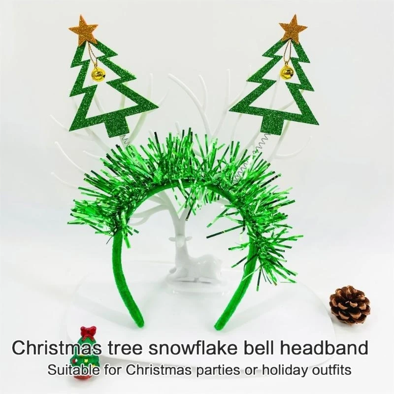 39BC Christmas Tree Snowflake Bells Headband Hair Accessory Unique Headpieces For Festive Party And Holiday Celebrations